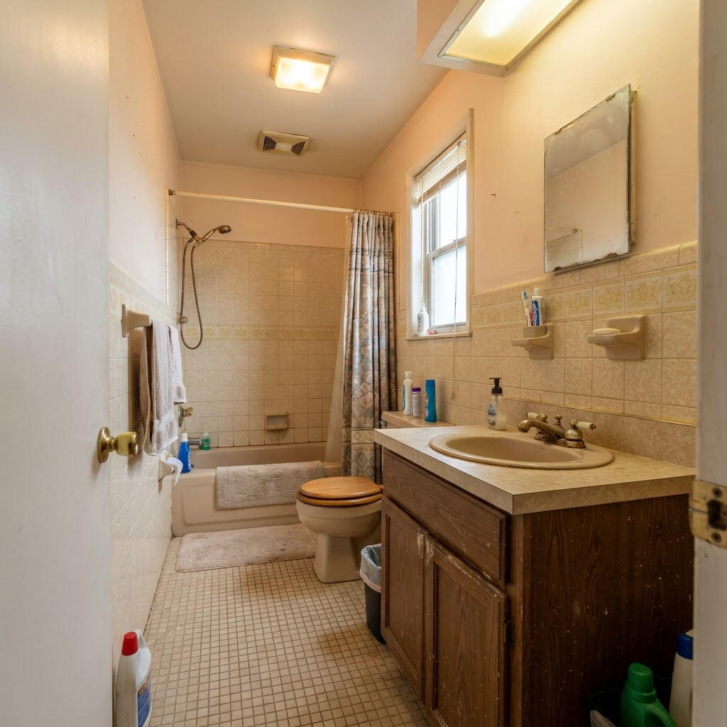 Outdated bathroom before renovation